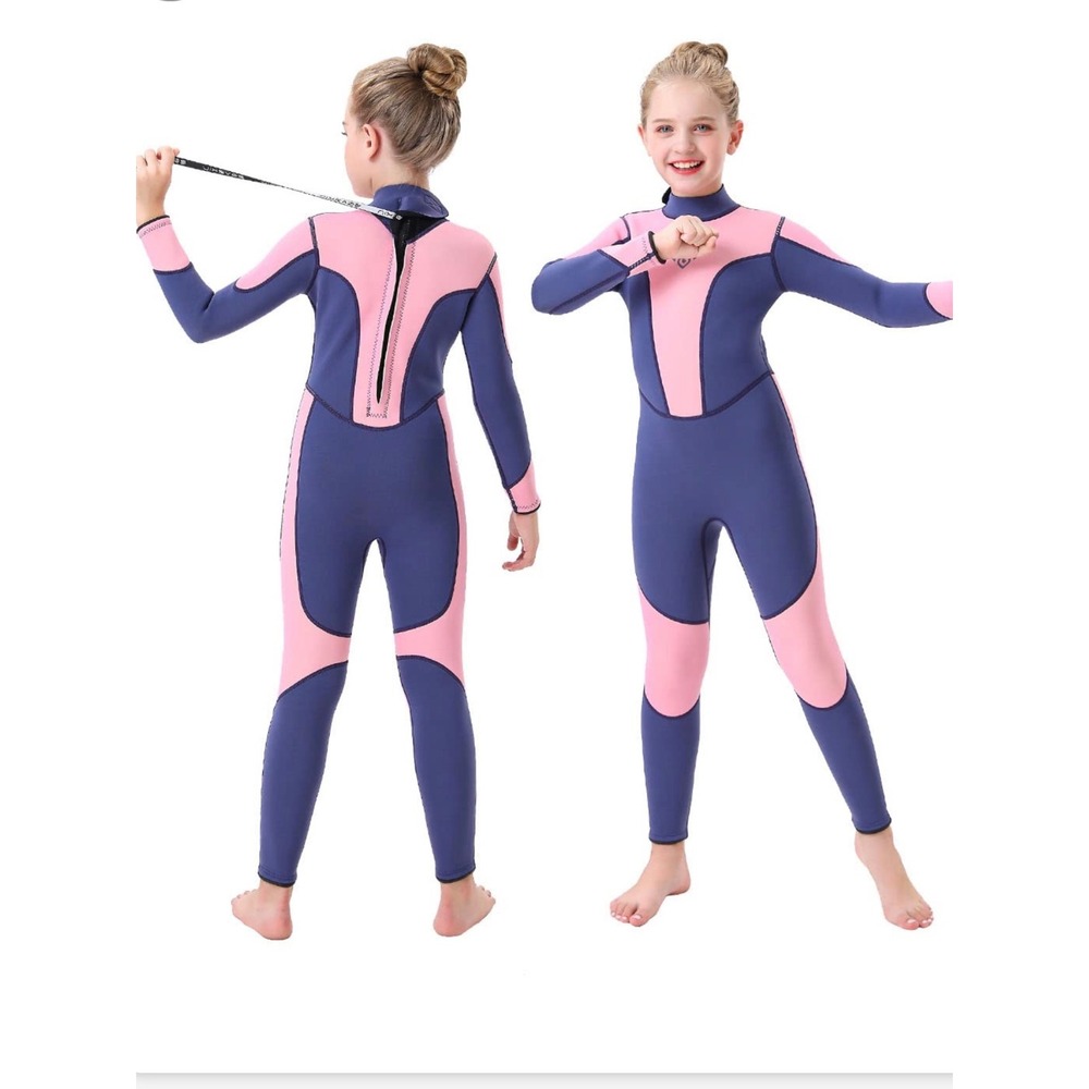 Seaskin Girls Full Body Wetsuit Pink Navy Blue Neoprene Size 12 Surfing Diving